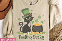 Feeling Lucky PNG, St Patricks Day Cat Sublimation Product Image 3
