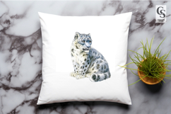Watercolor Snow Leopard Illustration Clipart Sublimation PNG Product Image 3
