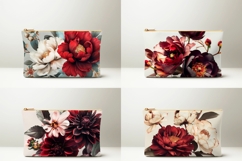 Red Peony Cosmetic Bag Designs, Flowers Cosmetic Bag Product Image 2