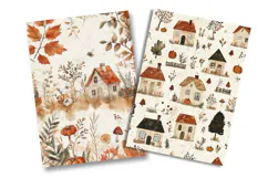 Fall Cottage Pattern Junk Journal Pages Product Image 2