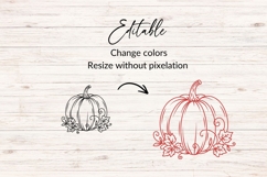 Hand Drawn Pumpkin SVG With Fall Leaves Product Image 2
