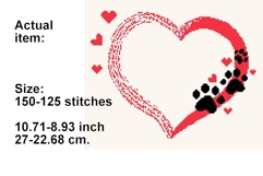 Cross stitch heart and paw pattern download file, pet lower Product Image 2