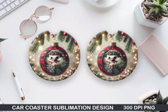Christmas Owls Car Coaster Sublimation|Christmas Coaster PNG Product Image 1