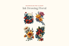Watercolor Ink Drawing Floral Cliparts Product Image 2
