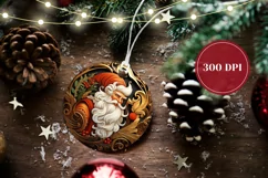 Santa Claus Round Ornament, Christmas Round Product Tag Product Image 2
