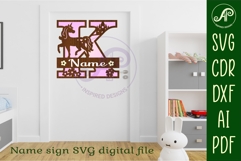 Unicorn Capital Monogram Letter name sign K SVG Product Image 2