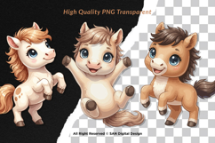 15 Bundle Watercolor Cute Horse Baby Foal Pony Unicorn Product Image 2