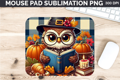 Watercolor Owls Mouse Pad Sublimation - Thanksgiving PNG Product Image 1