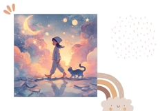 Cartoon Sky Pillow Design, Moon Pillow Sublimation Product Image 2