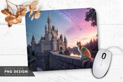 Rainbow Cat in an Enchanted Castle Mouse Pad PNG Design Product Image 1