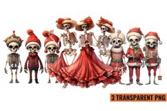 Watercolor Christmas skeleton Sublimation Clipart PNG , Product Image 1