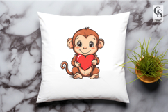 Cute Monkey Holding Heart Clipart Sublimation PNG Product Image 3