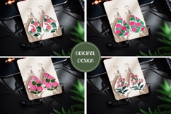 Pink Flowers Earrings, Floral Teardrop Earring Designs Product Image 2