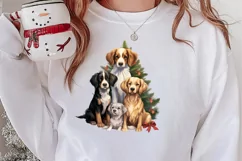 Christmas Tree With Many Dogs Clipart PNG Product Image 2