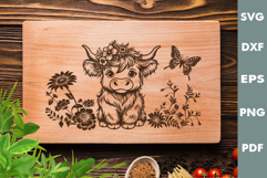 Baby Highland cow Design, Cutting board SVG, Laser cut SVG Product Image 2