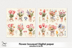 Flower bouquet digital paper, background clipart Product Image 2