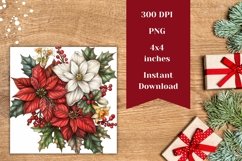 Christmas Flowers Square Coasters, Christmas Flowers PNG Product Image 2