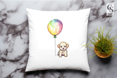 Cute Puppy Balloon Clipart Sublimation PNG Product Image 2