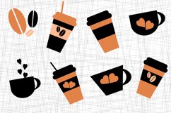 orange and black coffee cups clipart Product Image 2