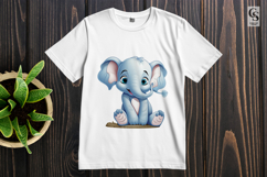 Cute Baby Elephant Sitting Clipart Sublimation PNG Product Image 2