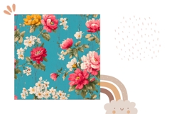 Blue Pillow Design, Vintage Flowers Pillow Case Sublimation Product Image 2