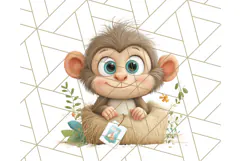 Zoo Monkeys Clipart, Cute Cartoon Jungle Monkeys PNG Product Image 2