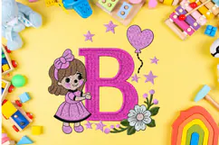 Letter B Girl Machine Embroidery Design Product Image 2