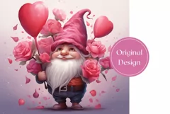Valentines Tumbler Sublimation, Love Gnome Tumbler Wrap PNG Product Image 2