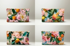 Peony Cosmetic Bag, Summer Flowers Cosmetic Bag Print Product Image 2