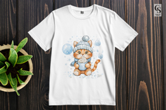 Cute Winter Cat Cup Clipart Sublimation PNG Product Image 2