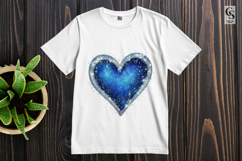 Blue Glitter Heart Watercolor Clipart PNG Product Image 2