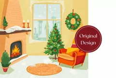 Christmas Tumbler Wrap, Fireplace Tumbler Sublimation Product Image 2