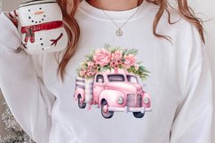 Pink Christmas Car clipart Sublimation, Christmas clipart Product Image 2