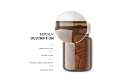 Amber Glass Pills Bottle - PSD Mockup Product Image 2
