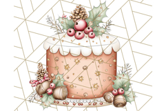 Christmas Cake Clipart PNG, Cottagecore Holiday Desserts Product Image 2