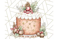 Christmas Cake Clipart PNG, Cottagecore Holiday Desserts Product Image 2