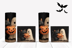 Cartoon Halloween Cat Tumbler, Halloween Ghost Tumbler Product Image 2
