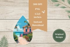 Tropical Beach Earrings Template, Summer Sublimation Design Product Image 2