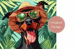 Tropical Tumbler Wrap, Doberman Pinscher Tumbler Sublimation Product Image 2