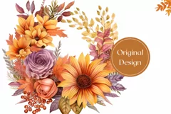 Flowers Tumbler Wrap Sublimation, Floral Wreath Tumbler PNG Product Image 2