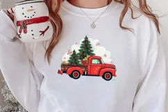 Red Christmas Truck Sublimation Clipart, Christmas PNG Product Image 2