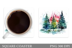 Christmas Tree Coaster. Watercolor Christmas Tree Coaster Product Image 1