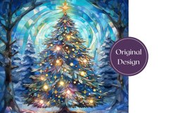 Stained Glass Christmas Tree Tumbler Wrap, Christmas Tumbler Product Image 2