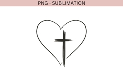 Minimalist Cross Heart PNG | Christian Faith Clipart Product Image 2