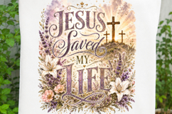 Jesus Saved My Life Christian Floral Cross SVG Product Image 3