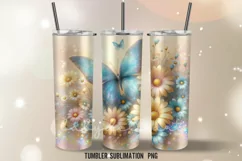 Seamless Daisy Butterfile Tumbler Warp Design | Tumbler Wrap Product Image 2