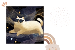 Cartoon Cat Pillow Template, Space Pillow Sublimation Product Image 2