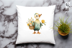 Floral Duck Watercolor Clipart Sublimation PNG Product Image 3