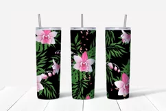 Flowers Orchid sublimation design. Skinny tumbler wrap Product Image 4