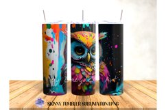 Colorful Owl Tumbler Wrap, 20 OZ Tumbler Sublimation Design. Product Image 2